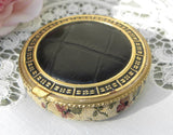 Vintage Rose Tapestry and Leather Powder Compact - The Pink Rose Cottage