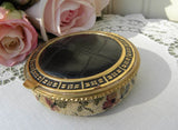 Vintage Rose Tapestry and Leather Powder Compact - The Pink Rose Cottage