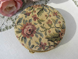 Vintage Rose Tapestry and Leather Powder Compact - The Pink Rose Cottage