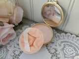 Vintage Rose Tapestry and Leather Powder Compact - The Pink Rose Cottage