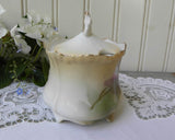 Antique Hand Painted Pink Poppy Mustard Pot - The Pink Rose Cottage