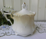 Antique Hand Painted Pink Poppy Mustard Pot - The Pink Rose Cottage