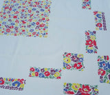 Vintage Blocks of Colorful Flowers Tablecloth - The Pink Rose Cottage 