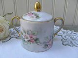 Vintage Hand Painted Wild Pink Roses Sugar Bowl - The Pink Rose Cottage