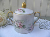 Vintage Hand Painted Wild Pink Roses Sugar Bowl - The Pink Rose Cottage