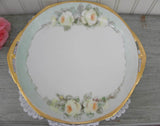 Vintage Hand Painted Handled Cake Plate with Yellow Roses - The Pink Rose Cottage