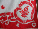 Vintage Valentine's Day Ribbon Hearts and Flower Bouquet Handkerchief - The Pink Rose Cottage