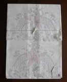 Unused Vintage Madeira Hand Embroidered Iris Lily Pillowcases - The Pink Rose Cottage 