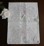 Unused Vintage Madeira Hand Embroidered Iris Lily Pillowcases - The Pink Rose Cottage 