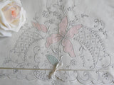 Unused Vintage Madeira Hand Embroidered Iris Lily Pillowcases - The Pink Rose Cottage