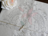 Unused Vintage Madeira Hand Embroidered Iris Lily Pillowcases - The Pink Rose Cottage