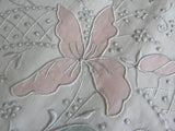 Unused Vintage Madeira Hand Embroidered Iris Lily Pillowcases - The Pink Rose Cottage 