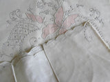 Unused Vintage Madeira Hand Embroidered Iris Lily Pillowcases - The Pink Rose Cottage
