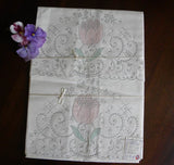 Unused Vintage Madeira Hand Embroidered Tulip Pillowcases - The Pink Rose Cottage 