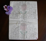 Unused Vintage Madeira Hand Embroidered Tulip Pillowcases - The Pink Rose Cottage 