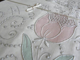 Unused Vintage Madeira Hand Embroidered Tulip Pillowcases - The Pink Rose Cottage