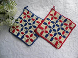 Pair of Vintage Red White and Blue Patriotic Potholders - The Pink Rose Cottage