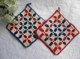 Pair of Vintage Red White and Blue Patriotic Potholders - The Pink Rose Cottage