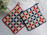 Pair of Vintage Red White and Blue Patriotic Potholders - The Pink Rose Cottage