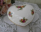 Vintage Royal Albert Old Country Roses Heart Shaped Trinket Box - The Pink Rose Cottage 