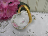 Vintage Hand Painted Pink Rose Trinket Basket - The Pink Rose Cottage