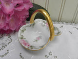 Vintage Hand Painted Pink Rose Trinket Basket - The Pink Rose Cottage