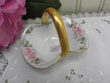Vintage Hand Painted Pink Rose Trinket Basket - The Pink Rose Cottage