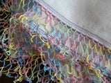 Vintage Purple Irish Linen Handkerchief with Rainbow Tatting Lace - The Pink Rose Cottage