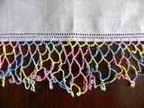 Vintage Purple Irish Linen Handkerchief with Rainbow Tatting Lace - The Pink Rose Cottage