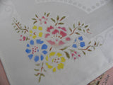 Vintage Unused Hand Painted Damask Tablecloth and Napkin Set - The Pink Rose Cottage 
