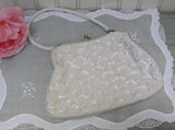 Vintage White Pearl Beaded Evening Bag - The Pink Rose Cottage 