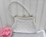 Vintage White Pearl Beaded Evening Bag - The Pink Rose Cottage