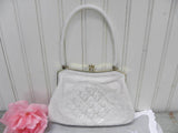 Vintage White Pearl Beaded Evening Bag - The Pink Rose Cottage