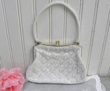 Vintage White Pearl Beaded Evening Bag - The Pink Rose Cottage