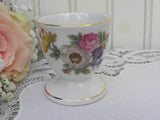 Vintage Pink and White Rose Wildflower Eggcup Germany - The Pink Rose Cottage