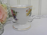 Vintage Pink and White Rose Wildflower Eggcup Germany - The Pink Rose Cottage