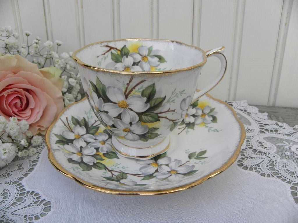 Vintage Royal Albert White Dogwood Teacup and Saucer The Pink