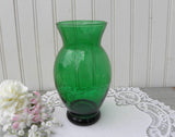 Vintage Anchor Hocking Depression Glass Forest Green 6 Inch Vase - The Pink Rose Cottage