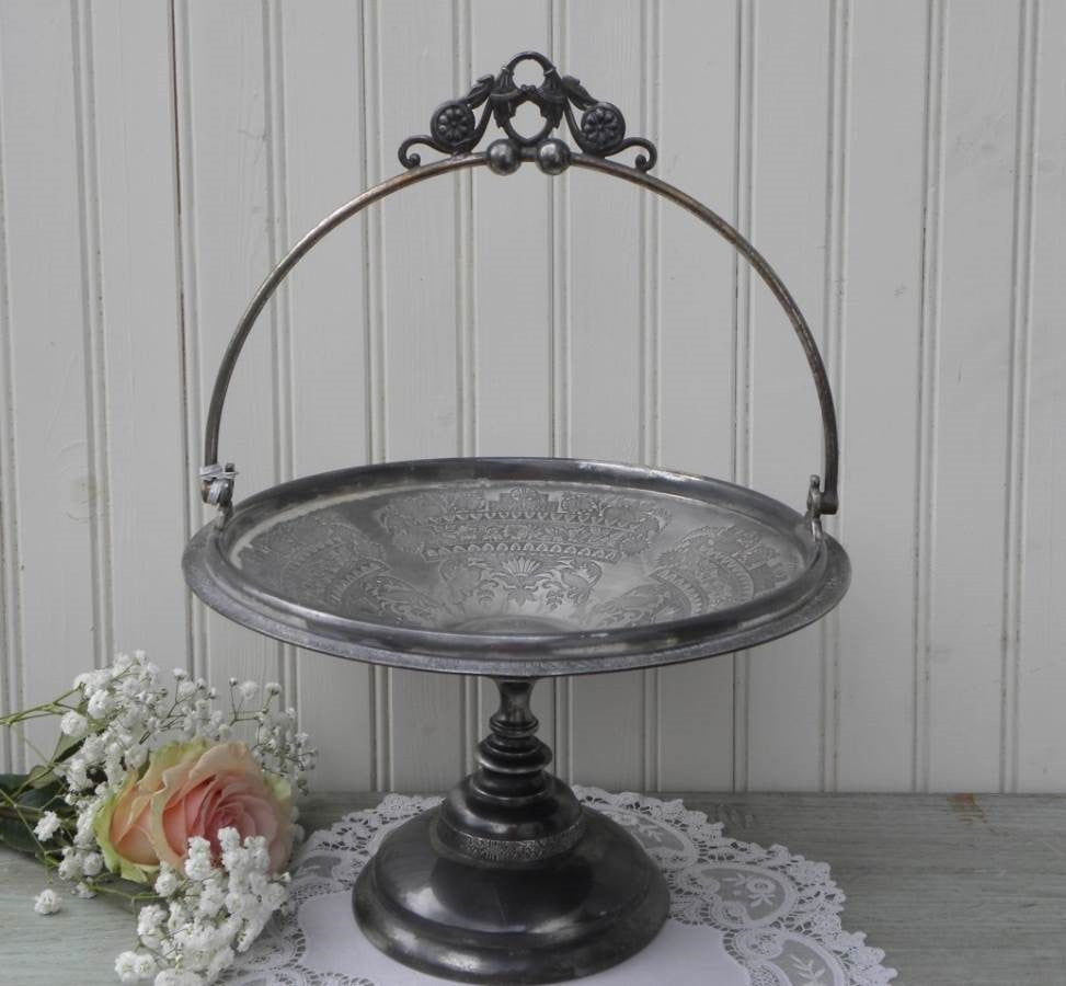 Antique Victorian Silver Plated Ornate Bride's Basket Centerpiece - The Pink Rose Cottage