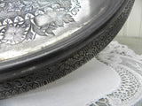Antique Victorian Silver Plated Ornate Bride's Basket Centerpiece - The Pink Rose Cottage