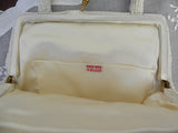 Hand Made Vintage White Pearl Beaded Evening Bag with Rhinestone Clasp - The Pink Rose Cottage