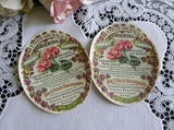 Vintage 1906 Perfume Toilet Powder Labels with Violets & Geraniums - The Pink Rose Cottage
