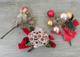 3 Vintage Christmas Corsages Bells Ornaments Angel and More