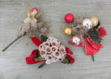3 Vintage Christmas Corsages Bells Ornaments Angel and More