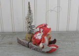 Antique Santa Claus with Bottle Brush Tree Ornament