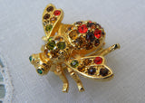 Joan Rivers Multi-Colored Crystal Rhinestone Bumble Bee Pin