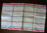 Vintage Unused Striped Kitchen Dish Towel Red Blue Yellow