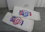 Vintage Patriotic Red White Blue Vote Embroidered Hand Towels
