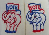Vintage Patriotic Red White Blue Vote Embroidered Hand Towels