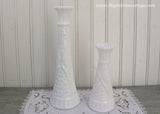 Pair of Cottage Chic Vintage Milk Glass Vases